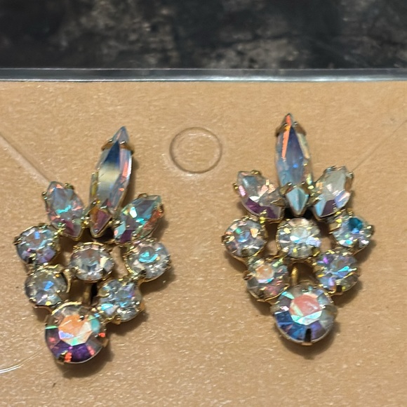Nwots AB Rhinestone Earrings 1.5” - Picture 4 of 8